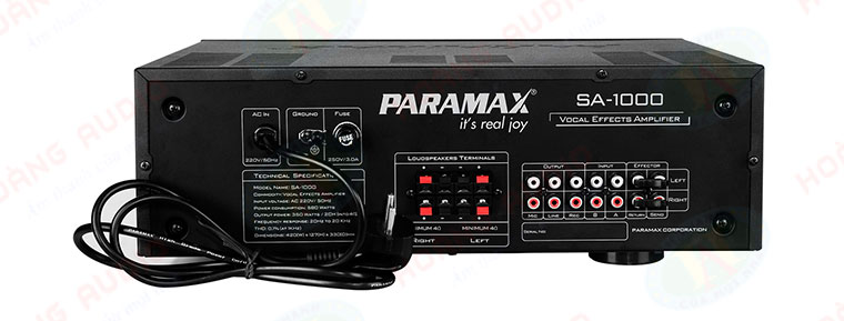 Mặt sau amply karaoke Paramax SA 1000